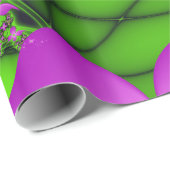 Moderne Abstrakte Neon Pink Green Fraktal Blume Geschenkpapier (Rolleneckpunkt)
