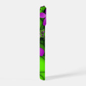 Moderne Abstrakte Neon Pink Green Fraktal Blume iPhone 15 Hülle (Rechte Seite)
