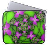 Moderne Abstrakte Neon Pink Green Fraktal Blume Laptopschutzhülle (Vorderseite)