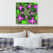 Moderne Abstrakte Neon Pink Green Fraktal Blume Leinwanddruck (Insitu (Schlafzimmer))