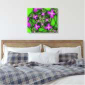 Moderne Abstrakte Neon Pink Green Fraktal Blume Leinwanddruck (Insitu (Schlafzimmer))
