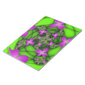 Moderne Abstrakte Neon Pink Green Fraktal Blume Notizblock (angewinkelt)