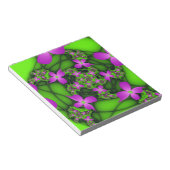 Moderne Abstrakte Neon Pink Green Fraktal Blume Notizblock (angewinkelt)