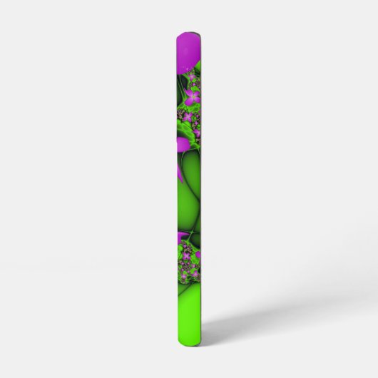 Moderne Abstrakte Neon Pink Green Fraktal Blume Samsung Galaxy Hülle (Linke Seite)