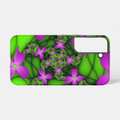 Moderne Abstrakte Neon Pink Green Fraktal Blume Samsung Galaxy Hülle (Rückseite (Horizontal))