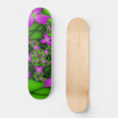 Moderne Abstrakte Neon Pink Green Fraktal Blume Skateboard (Vorderseite)