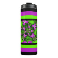 Moderne Abstrakte Neon Pink Green Fraktal Blume