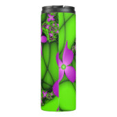 Moderne Abstrakte Neon Pink Green Fraktal Blume Thermosbecher (Rückseite)