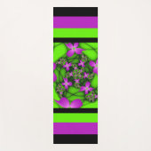 Moderne Abstrakte Neon Pink Green Fraktal Blume Yogamatte (Vorderseite)