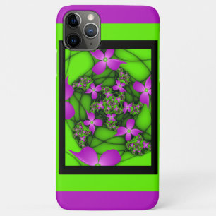 Moderne abstrakte neon-pink-grüne Fraktalblumen Case-Mate iPhone Hülle