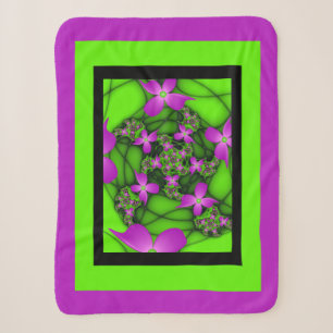 Moderne abstrakte neon-pink-grüne Fraktalblumen Sherpadecke