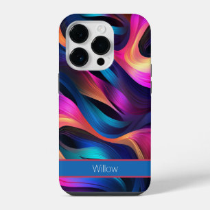 Moderne abstrakte Neonfarbwellen iPhone 14 Pro Hülle