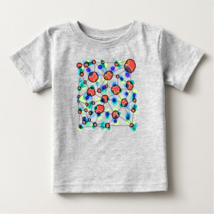 Moderne abstrakte Netzwerk- und farbenfrohe Punkte Baby T-shirt