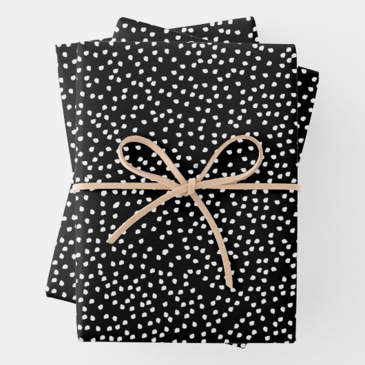 Moderne Abstrakte Niedliche Polka Dot Black und Wh Geschenkpapier Set (Beispiel)