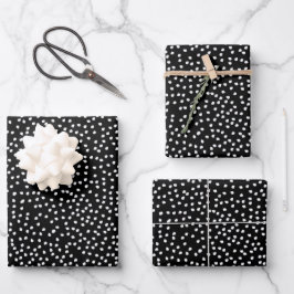 Moderne Abstrakte Niedliche Polka Dot Black und Wh Geschenkpapier Set