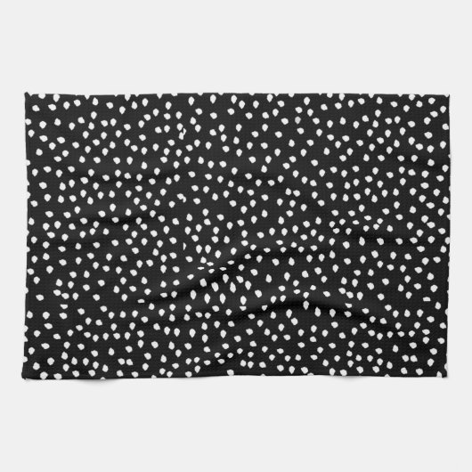Moderne Abstrakte Niedliche Polka Dot Black und Wh Geschirrtuch (Horizontal)