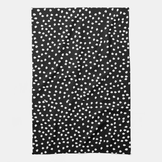 Moderne Abstrakte Niedliche Polka Dot Black und Wh Geschirrtuch (Vertikal)