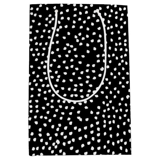 Moderne Abstrakte Niedliche Polka Dot Black und Wh Mittlere Geschenktüte (Vorderseite)