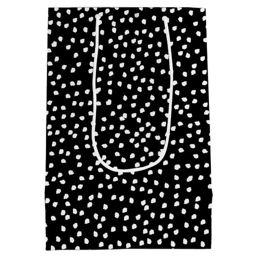 Moderne Abstrakte Niedliche Polka Dot Black und Wh Mittlere Geschenktüte (Rückseite)