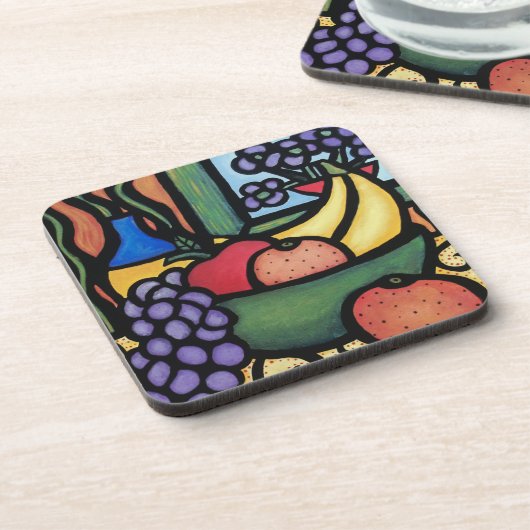 Moderne abstrakte noch Leben-Frucht-Schüssel Getränkeuntersetzer (Linke Seite)