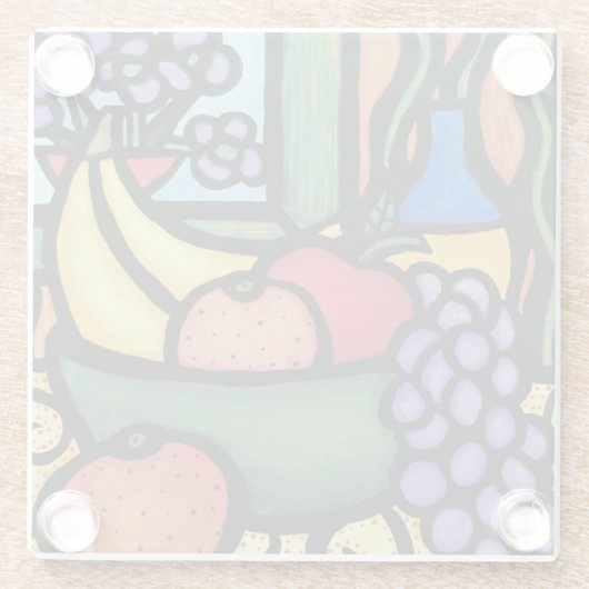 Moderne abstrakte noch Leben-Frucht-Schüssel Glasuntersetzer (Rückseite)