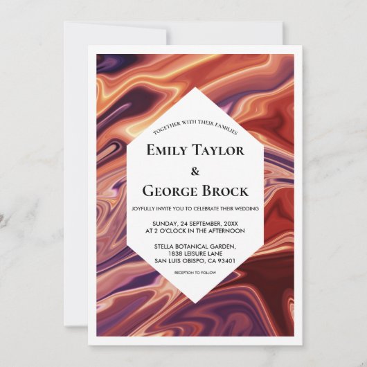 Moderne Abstrakte Ölgemälde in Lava Minimale Hochz Einladung (Vorderseite)