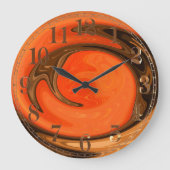 Moderne Abstrakte orange-braune Sonnenschutzmauer Große Wanduhr (Vorderseite)