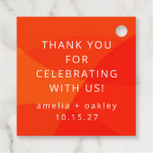 Moderne Abstrakte Orange Custom Wedding Vielen Dan Geschenkanhänger (Rückseite)