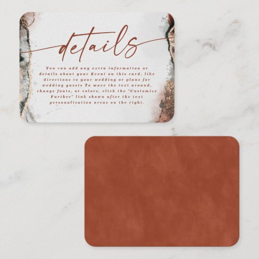 Moderne Abstrakte Orange-Hochzeiten im Herbst Begleitkarte (Vorne/Hinten)