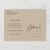 MODERNE ABSTRAKTE ORANGE KRAFT SAVE THE DATE ANKÜNDIGUNGSPOSTKARTE (Rückseite)