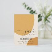 MODERNE ABSTRAKTE ORANGE KRAFT SAVE THE DATE ANKÜNDIGUNGSPOSTKARTE (Stehend Vorderseite)