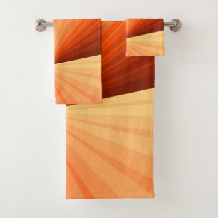 Moderne abstrakte orange rote Vanille-Grafik-Frakt Badhandtuch Set