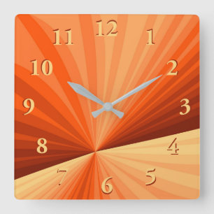 Moderne abstrakte orange rote Vanille-Grafik-Frakt Quadratische Wanduhr