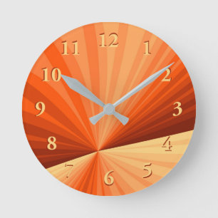 Moderne abstrakte orange rote Vanille-Grafik-Frakt Runde Wanduhr