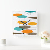 Moderne Abstrakte Ovalen aus dem Mittelalter Quadratische Wanduhr (Zuhause)