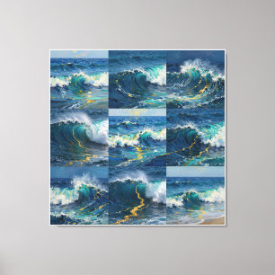 Moderne abstrakte Ozean -Teal-Küstenleinwand-Kunst Leinwanddruck
