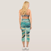 Moderne Abstrakte Ozean Türkis Wasserwelle Capri Leggings (Rückseite)
