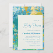 Moderne Abstrakte Paint Art Cool Blue Baby Dusche Einladung (Vorderseite)