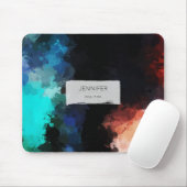 Moderne Abstrakte Paint Spritzers Black Orange Blu Mousepad (Mit Mouse)