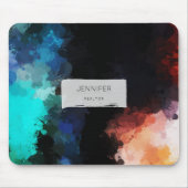 Moderne Abstrakte Paint Spritzers Black Orange Blu Mousepad (Vorne)
