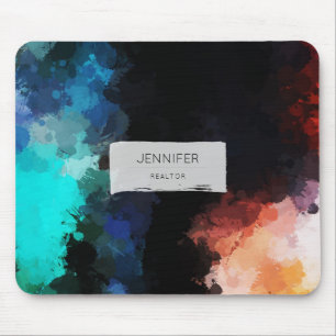 Moderne Abstrakte Paint Spritzers Black Orange Blu Mousepad