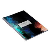 Moderne Abstrakte Paint Spritzers Black Orange Blu Notizblock (Rechte Seite)