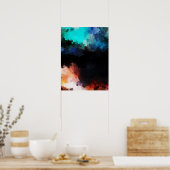 Moderne Abstrakte Paint Spritzers Black Orange Blu Poster (Küche)