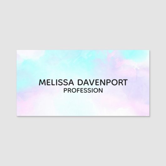 Moderne Abstrakte Pastell Blau & Lila Wasserfarbe Namensschild (Vorderseite)