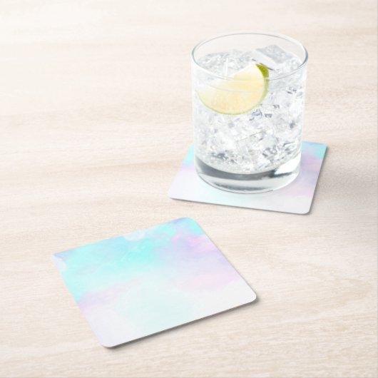 Moderne Abstrakte Pastell Blau & Lila Wasserfarbe Rechteckiger Pappuntersetzer (Vor Ort)