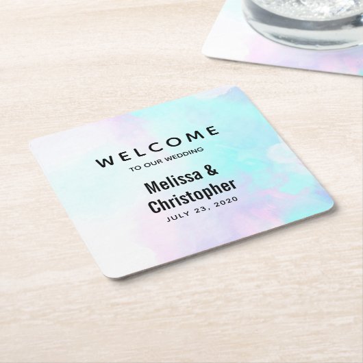 Moderne Abstrakte Pastell Blau & Lila Wasserfarbe Rechteckiger Pappuntersetzer (angewinkelt)