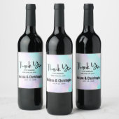 Moderne Abstrakte Pastell Blau & Lila Wasserfarbe Weinetikett (Flaschen)