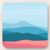 Moderne abstrakte Pastellblaue rosa Berge Getränkeuntersetzer (Vorderseite)