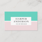 Moderne Abstrakte Pastelle Rosa & Minze Beruflich Visitenkarte (Vorderseite)