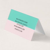 Moderne Abstrakte Pastelle Rosa & Minze Beruflich Visitenkarten (Rückseite)